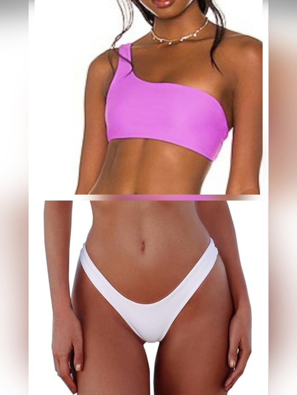 Womens Purple And White Two Piece Summer, Vacation, Pool Two Piece Swimsuit Sz L
